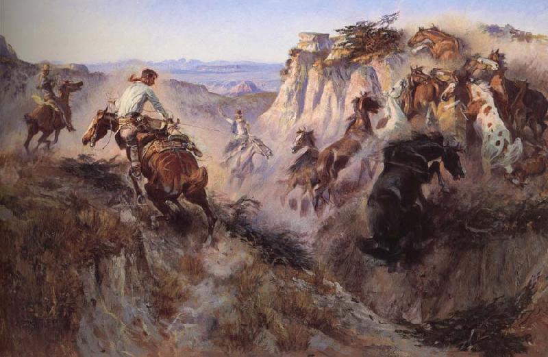 Charles M Russell Some people chase the bronchos